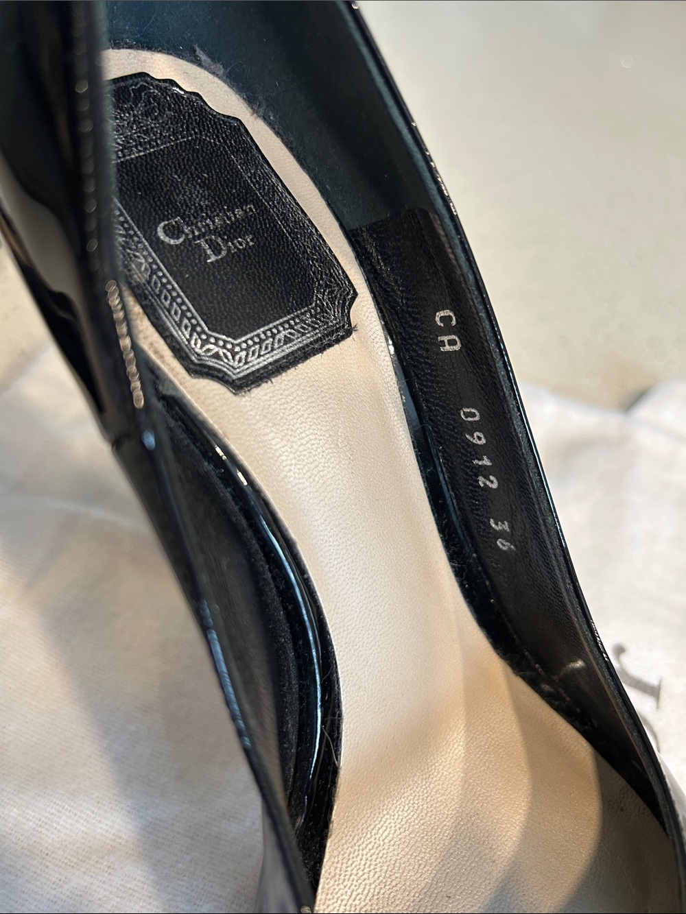 Christian Dior Black Patent Peep Toe Platform Pumps Heels EU 36 Dust Bag - Picture 5 of 14